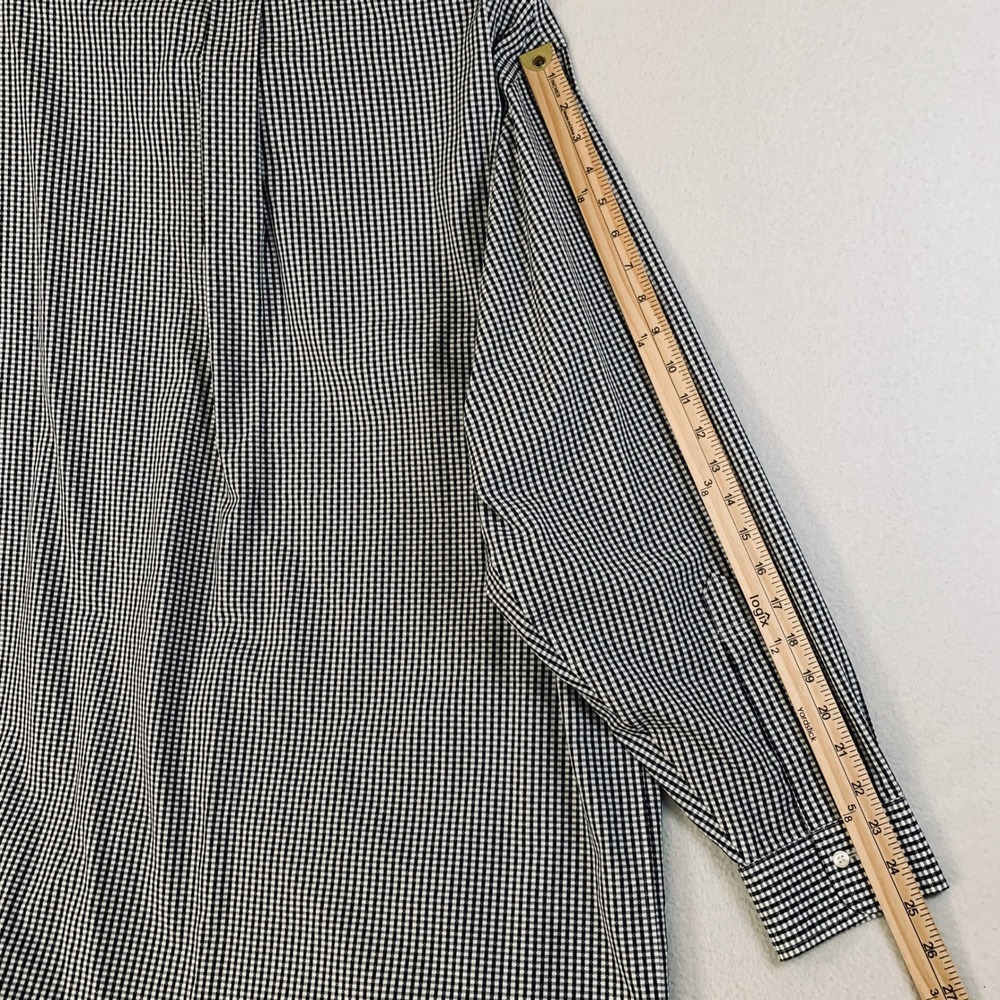 Brooks Brothers Madison Fit Non-Iron Men's 17.5 35 Black Gingham Button Up Shirt - Picture 9 of 9